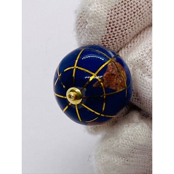 Vintage 14K 585 Gold Globe and Enamel Pendant Signed - Picture 7 of 8